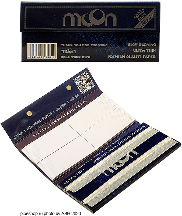     MOON KING SIZE SLIM DOUBLE WINDOWS ULTRA THIN + TIPS,  64+64