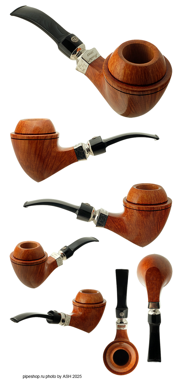   MASTRO DE PAJA FIAMMATA UNICA POTY 2002 SMOOTH BENT RHODESIAN WITH SILVER ESTATE NEW UNSMOKED,  9 