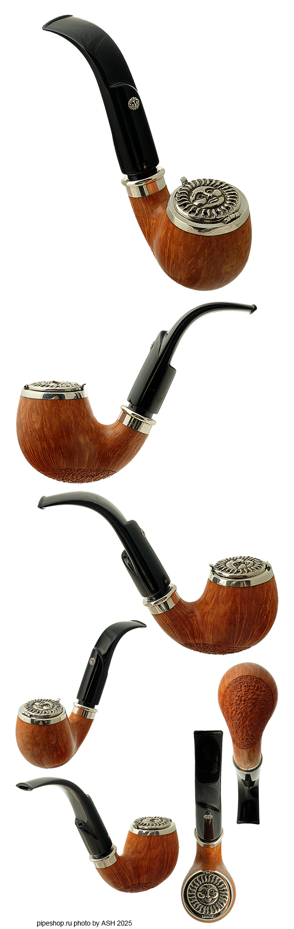   MASTRO DE PAJA UNICA POTY 2004 SEMIRUSTIC BENT BILLIARD WITH SILVER CAP ESTATE NEW UNSMOKED,  9 
